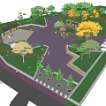 Scenic Park Landscape With Lush Greenery Golden Trees Scenic Pathways And People Walking