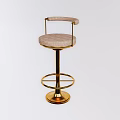 Elegant Bar Stool With Upholstered Seat Golden Metal Frame Curved Armrest And Footrest
