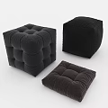 Black Pleated Ottoman with Soft Fabric for Modern Living Room Decor