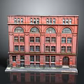 Detailed Red Brick Building Model With Arched Windows And Multiple Floors 3d model