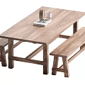 Wind dining table and chair combination 3d model