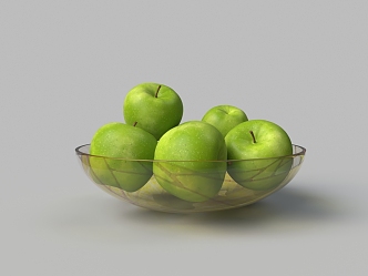 Fruit Green Apple Glass Fruit Plate 3d model