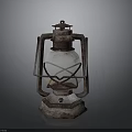 Vintage Rustic Kerosene Lamp With Glass Shade Metal Frame And Rustic Base
