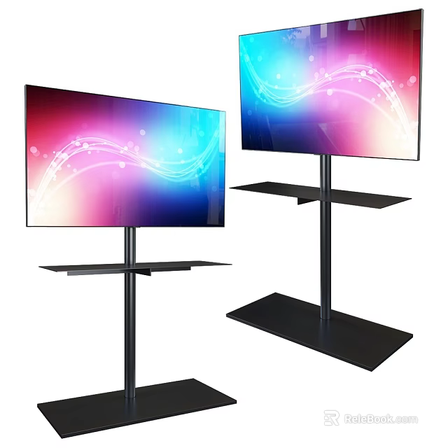 Sleek Modern Computer Monitors With Stable Stands And Vibrant Screen Displays 3d model