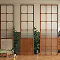 French Middle Style Begonia Glass Screen Partition 3d model