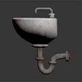 Unique Speckled Marble Washbasin With Chrome Faucet And Metal Pedestal
