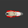 Modern Red and White Streamlined Water Vehicle with Transparent Windshield and Open Cockpit Design