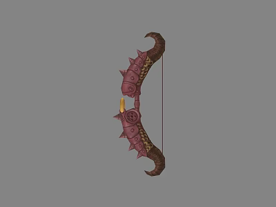 Decorative Spiked Dark Red Fantasy Bow With Metallic Details And Curved Design 3d model