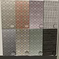 Various Colored Woven Fabrics With Checkered Striped Textures And Spherical Decorations