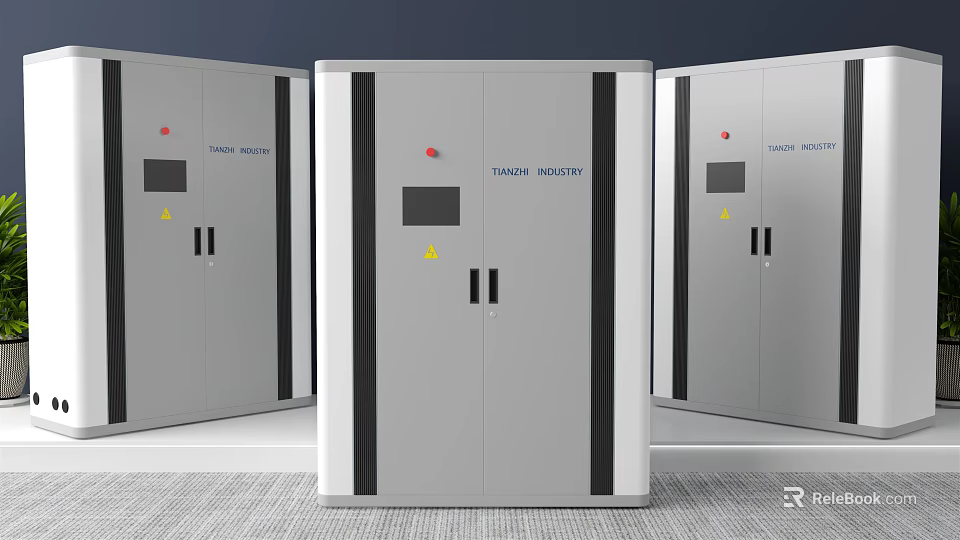 Industrial Equipment Vertical Control Cabinets From Tonghe Industry With Warning Indicators 3d model 