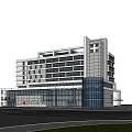 Modern Hospital Building Exterior With Glass Facade Entrance And Parking Area