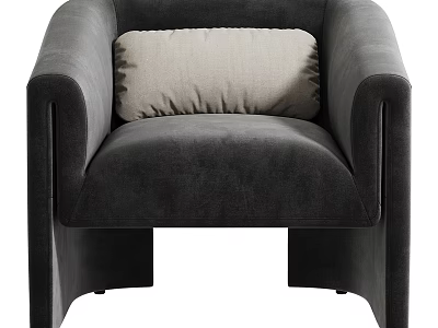 Modern Accent Chair Dark Gray Velvet Upholstery With Light Beige Cushion Contemporary Armrest Design 3d model