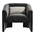 Modern Accent Chair Dark Gray Velvet Upholstery With Light Beige Cushion Contemporary Armrest Design