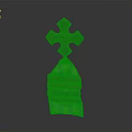 Decorative Cross Sculpture With Stacked Colored Wooden Planks And Intricate Carvings