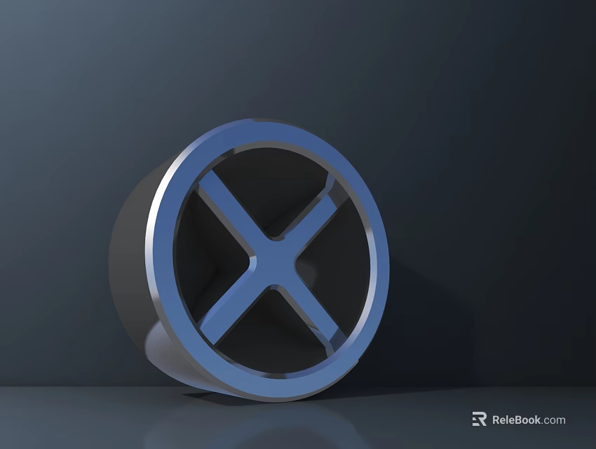 Sleek Modern Blue Metallic Tire Featuring Cross X Pattern And Glossy Surface On Dark Background 3d model 
