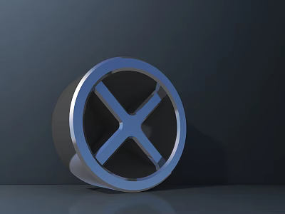Sleek Modern Blue Metallic Tire Featuring Cross X Pattern And Glossy Surface On Dark Background 3d model