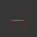Stylish Wooden Chair With Red Frame Gray Cushion And Gray Backrest