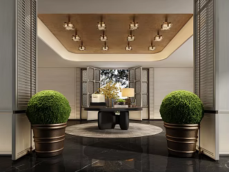 Modern Hotel Lobby End View Platform Floriculture Combination 3d model