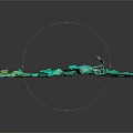 Underwater Seabed Terrain With Green Water Coral Formations And Rocky Outcrops