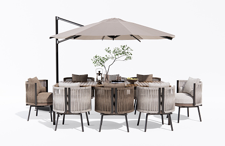 Modern Outdoor Table and Chair Outdoor Dining Table and Chair Casual Table and Chair Weaving Leisure Chair Outdoor Chair Dining Chair Sunshade 3d model