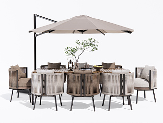 Modern Outdoor Table and Chair Outdoor Dining Table and Chair Casual Table and Chair Weaving Leisure Chair Outdoor Chair Dining Chair Sunshade 3d model