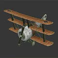 Vintage Biplane Airliner with Orange Wings White Fuselage Propeller and Cross Insignia