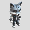 Cute Gray Wolf Game Movie Character With Black Vest And Blue Jeans