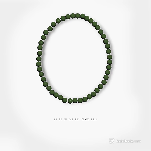 Stylish Green Bead Necklace For Fashion Jewelry With Smooth Round Beads Design 3d model 