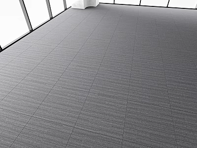 Gray Carpet Floor Tiles In Spacious Modern Office With Large Windows 3d model