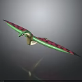 Flying Pterosaur With Pink Green Wings Black Spots Light Brown Body And Gray Gradient Background