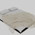 Double Bed With White Sheets Pillows And Blanket On Modern Frame 3d model