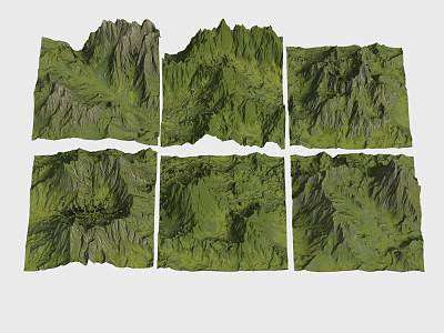 Green Mountain Ground Featuring Six Images With Various Undulations And Natural Textures 3d model