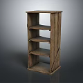 Rustic Wooden Shelf Unit With Multiple Storage Shelves And Natural Wood Design