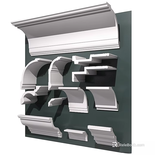 White Architectural Decorative Components Including Moldings Trim And Design Elements 3d model 