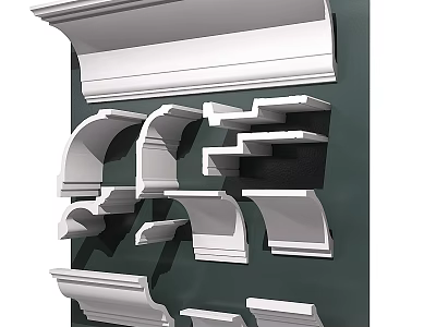 White Architectural Decorative Components Including Moldings Trim And Design Elements 3d model