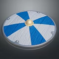 Classic Shield With Blue And White Stripes And Golden Sphere Center Design
