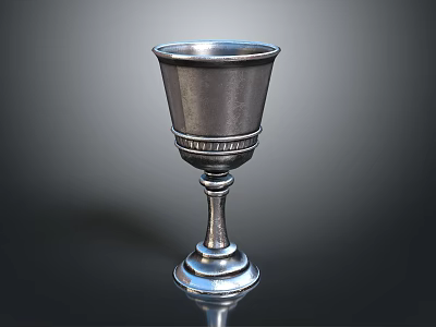 Elegant Silver Metal Goblet with Decorative Patterns and Classic Base Design for Home Use 3d model