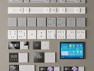 Smart Home Switches And Control Panels With Various Styles Colors Digital 3d model