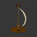 Carved Wooden Decorative Household Item With Curved Neck And String Details