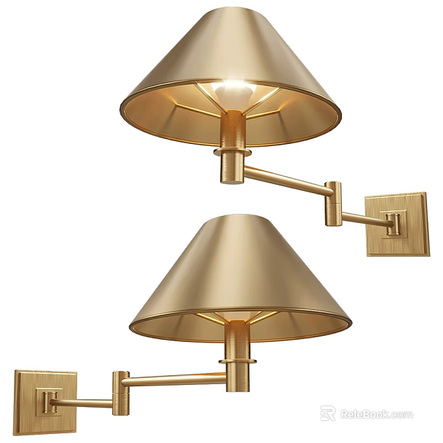 Elegant Modern Brass Wall Sconces With Conical Shade Wall Mounted Lighting Fixture 3d model