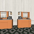 Modern Double Wine Cabinet Design With Brown Cabinetry Glass Door Marble Countertop And Coffee Machine
