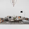 Modern Sofa Coffee Table Set With Pillows Floor Lamp And Side Chair 3d model