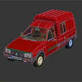 Red Cargo Van With Shiny Exterior Black Windows And Compact Design 3d model