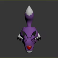 Purple Winged Fantasy Creature 3D Model With Red Gem On Forehead And White Belly