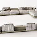 Modern L shaped Sectional Sofa With Gray Beige Cushions And Modular Design 3d model