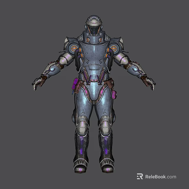 Smart Machine Futuristic Mechanical Armor Design With High Tech Equipment And Details 3d model 