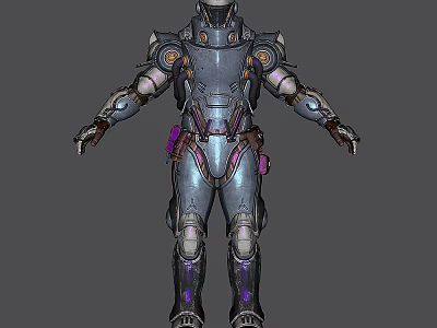 Smart Machine Futuristic Mechanical Armor Design With High Tech Equipment And Details 3d model