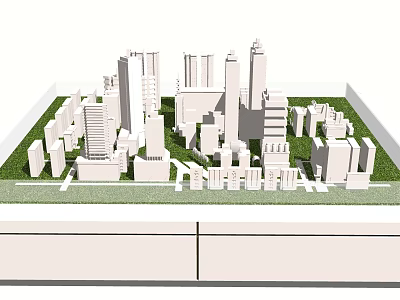 Detailed Modern City Model With Urban Skyscrapers Buildings And Green Areas Design 3d model