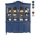 Elegant Blue China Cabinet With Glass Doors Holding Plates Cups And Color Options