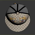 Stylish Beige Classic Pattern Cap With Tiger Graphic And Mesh Side Panels